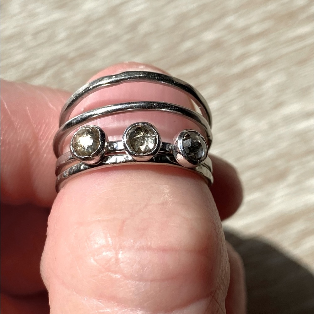 Four Piece White Gold Stacking Engagement Ring Set